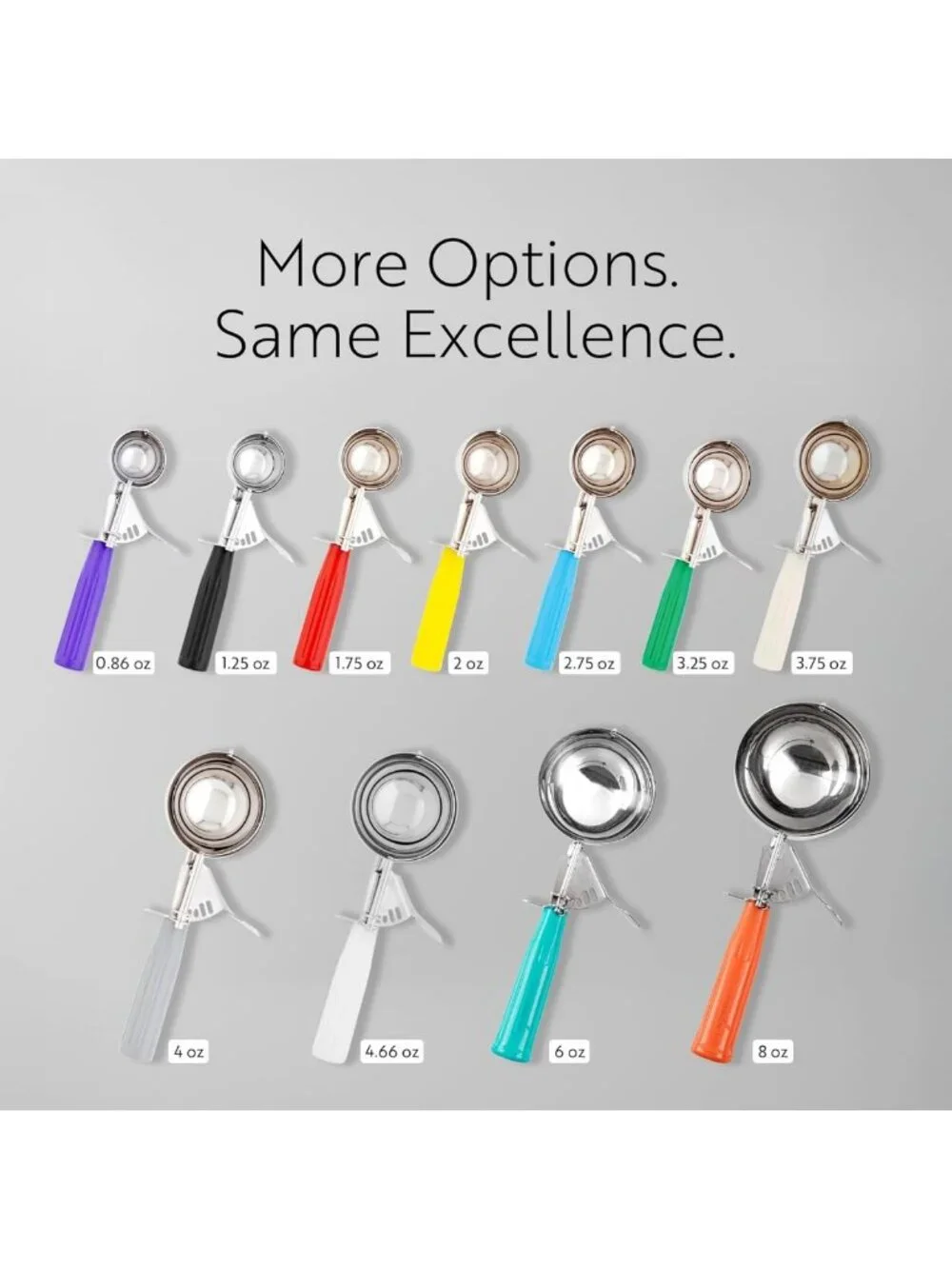 Stainless Steel Portion Scoop with Trigger Release - 6.5 oz, Teal Handle for